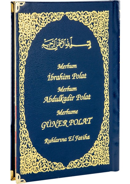 50 Adet - Isim Baskılı Ciltli Yasin Kitabı - Orta Boy - 128 Sayfa - Lacivert Renk - Dini Hediyelik