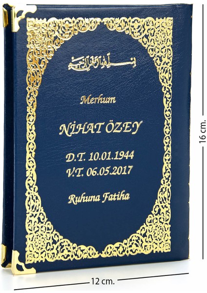 50 Adet - Isim Baskılı Ciltli Yasin Kitabı - Çanta Boy - 128 Sayfa - Tesbihli - Şeffaf Kutulu - Lacivert Renk - Dini Hediyelik Set fiyatları