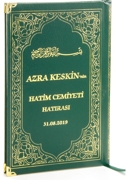 50 Adet - Isim Baskılı Ciltli Yasin Kitabı - Orta Boy - 176 Sayfa - Yeşil Renk - Mevlüt Hediyeliği