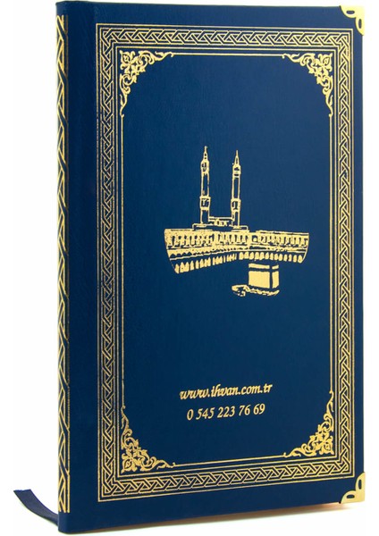 50 Adet - Isim Baskılı Ciltli Yasin Kitabı - Osmanlı Desenli - Orta Boy - 176 Sayfa - Lacivert Renk - Dini Hediyelik modelleri