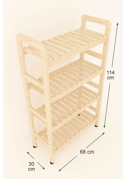 4 Raflı Ahşap Kitaplık 114X68X30