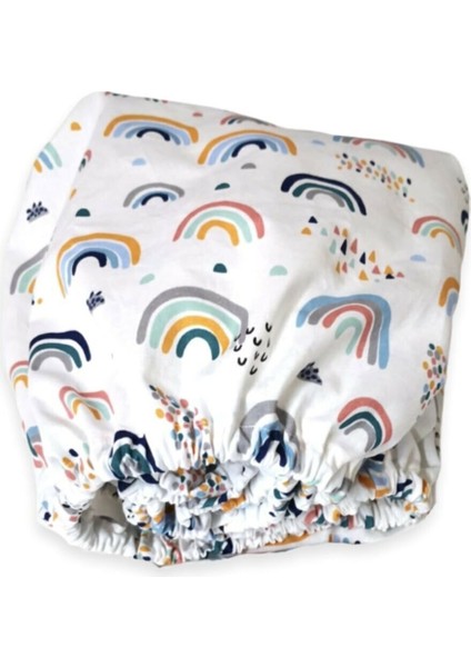 Pamuklu Bebek ve Çocuk Lastikli Çarşaf Şirin Gökkuşağı 65x95 cm