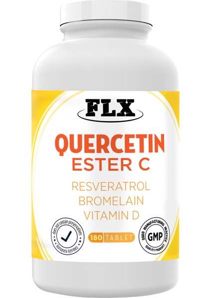 Quercetin Complex Kuersetin Ester C Resveratrol Magnezyum Vitamin D Bromelain 180 Tablet