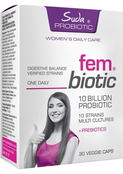 Suda Probiotic Fem Biotic Probiyotik Prebiyotik 30 Kapsül
