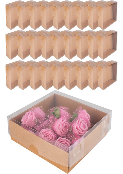 Kraft Asetat Kapaklı Kutu 9X9X3 25 Ad