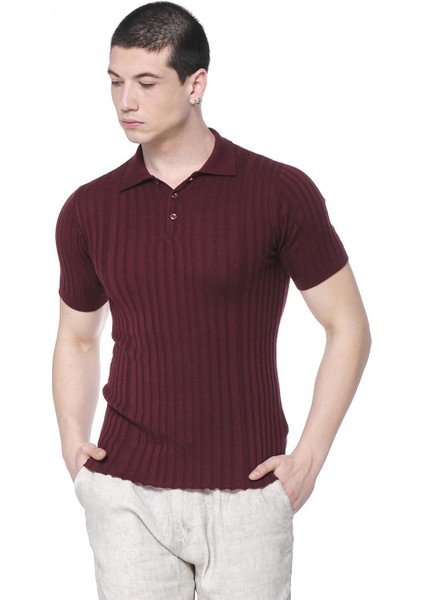 Fitilli Triko Erkek Polo T-Shirt