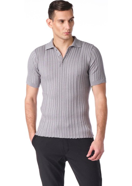 Fitilli Triko Erkek Polo T-Shirt