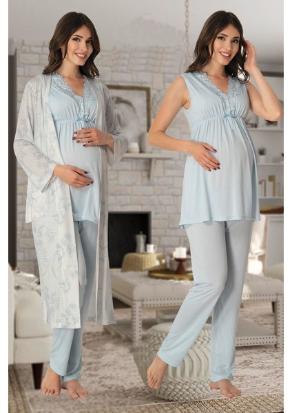 Lohusa Pijama Sabahlık Takım Effort 8034