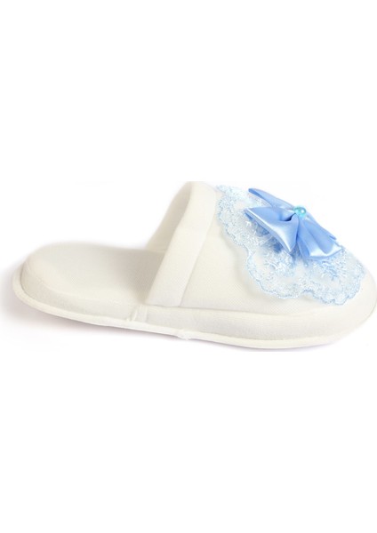 Güpürlü Mavi Boncuklu Lohusa Kadife Terlik ve Tacı fiyatları