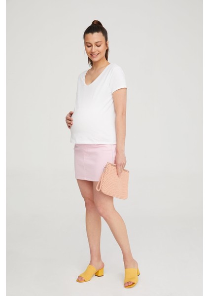 Vavien Hamile Likralı Etek Toz Pembe 1061 indirimleri