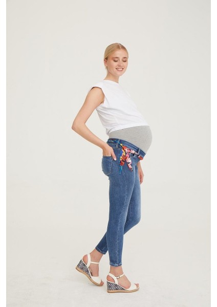 Hamile Skinny Jean Likralı Denim Pantolon Mavi 1085 fiyatları