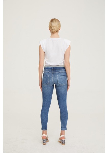 Hamile Skinny Jean Likralı Denim Pantolon Mavi 1085 fırsatları