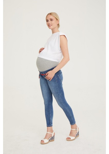 Hamile Skinny Jean Likralı Denim Pantolon Mavi 1085 indirimleri