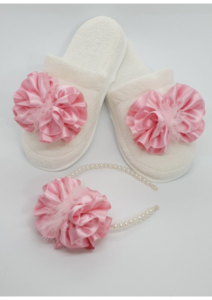 023PE - 2 'li Lohusa Seti Lohusa Terlik ve Incili Taç Pembe fırsatları