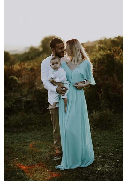 Babyshower Melek Kol Mint Yeşil Hamile Elbisesi indirimleri