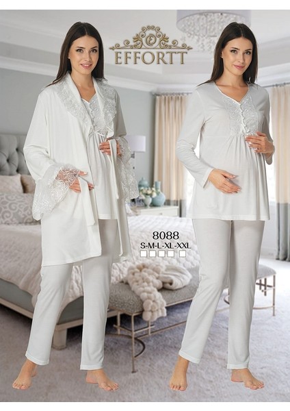 Kadife Sabahlıklı Lohusa Pijama Takımı 8088