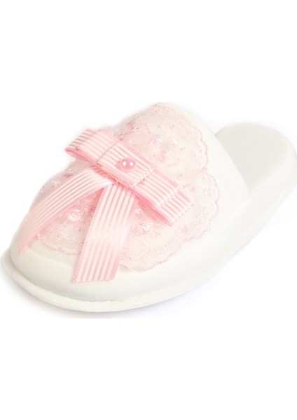 Güpürlü Fiyonklu Pembe Lohusa Kadife Terlik ve Tacı modelleri