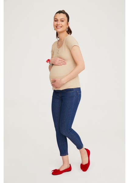 Hamile Skinny Jean Likralı Denim Pantolon Mavi 1071 indirimleri