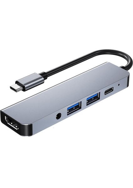 USB Type-C To HDMI 4K Audio Ses USB-C / 2xUSB 3.0 Hub Otg Adaptör Çevirici Dönüştürücü Kablo 5 In 1