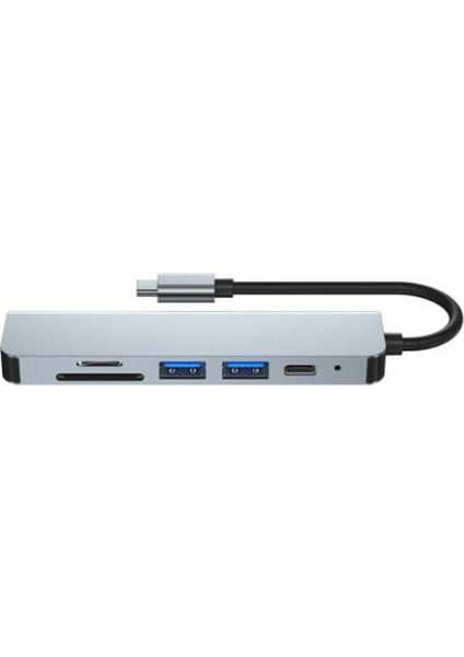 6 In 1 Type C To HDMI / 2 USB 3.0, USB-C PD, SD TF Çevirici Kablo