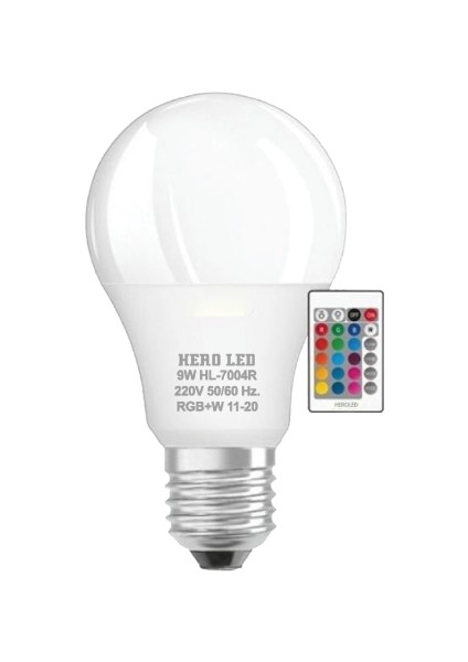9 Watt Rgb Kumandalı LED Ampul - 9W Rgb Ampul