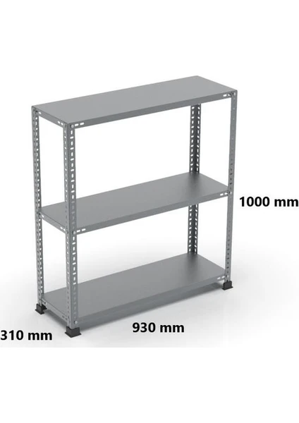Uzman Grup Raf Sistemleri Uzman Grup Raf Çelik Raf-3 Raflı 1 Metre 31X93 Çelik Raf-Depo Rafı
