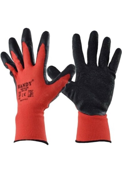 Iş Eldiveni Kırmızı Siyah No:10