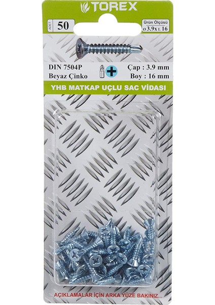 Dın 7504P 3.9X16 Yhb Matkap Uçlu Vida