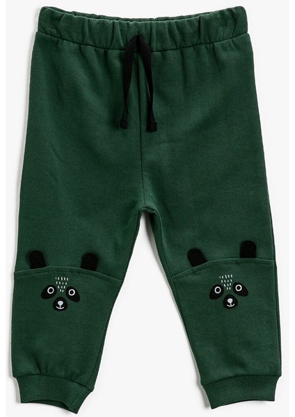 Pamuklu Eşofman Altı Hayvan Desenli Beli Bağcıklı Paçası Lastikli