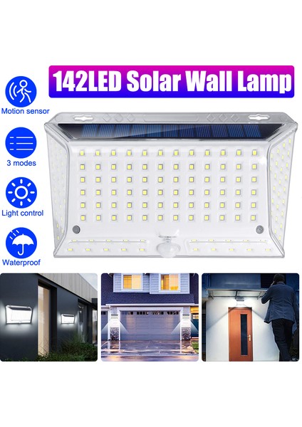 142LED Solar Duvar Lambası - Beyaz (Yurt Dışından) fiyatları