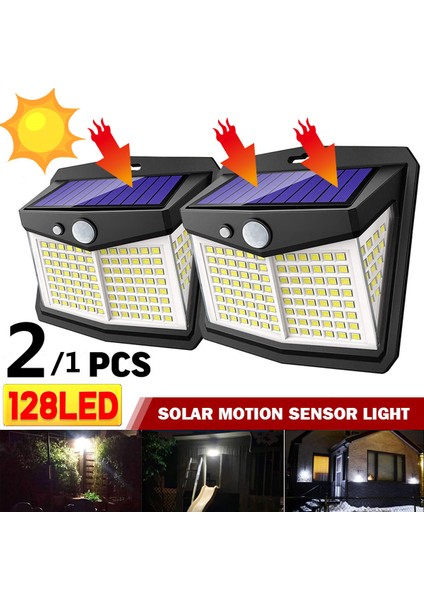 128LED Solar Duvar Işığı Kızılötesi Hareket Sensörü (Yurt Dışından)