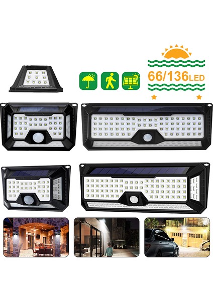 66LED Kablosuz Hareket Sensörü Solar Işıklar Dış Mekan (Yurt Dışından)