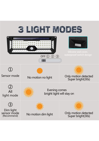 66LED Kablosuz Hareket Sensörü Solar Işıklar Dış Mekan (Yurt Dışından)