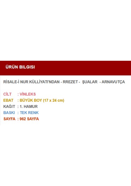 Şualar (Rrezet - Arnavutça)