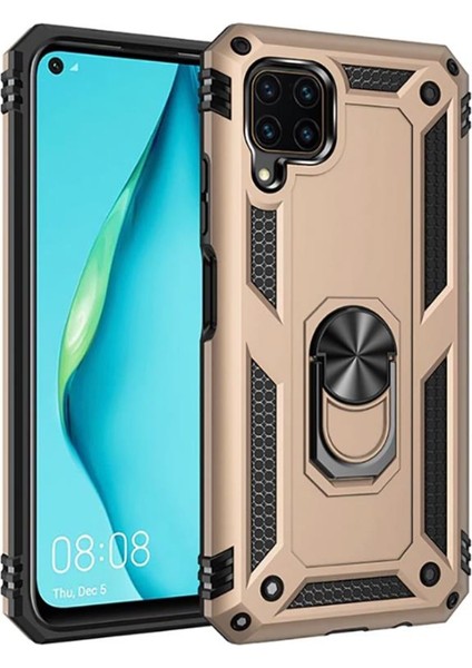 Huawei P40 Lite Yüzüklü Standlı Manyetikli Hybrid Zırh Kılıf