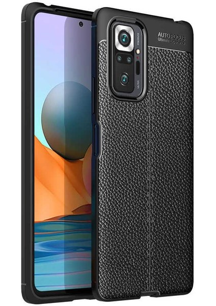 Xiaomi Redmi Note 10 Pro Kılıf Kamera Korumalı Deri Görünümlü Silikon