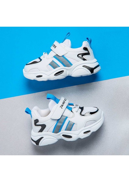 26056 Beyaz - Mavi - Siyah Uniseks Çocuk Günlük Rahat Yürüyüş Sneaker Spor Ayakkabı