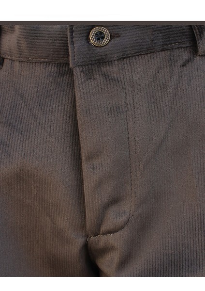 Erkek Kahverengi Kışlık Kadife Ince Fitilli Içi Yünlü Yandan Cepli Klasik Kesim Pantolon fırsatları