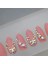 Pembe Mat Takma Tırnak Lüks Kristal Taşlı Desenli Uzun Oval Almond Stiletto Nail Art Yapıştırıcılı Set 2