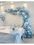 100 Adet Metalik Balon ve 5 Metre Balon Zinciri Mavi Gümüş Beyaz Frozen Konsept 1