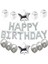 Happy Bırthday Gümüş Harf Folyo Balon Konfetili Şeffaf Balon Metalik Balon Set 1