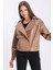 Kadın Oversize Açık Kahve Deri Ceket 4
