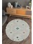 Çizgili Krem Kilim Desenli Yuvarlak Halı (Makinede Yıkanabilir) 1