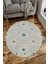Çizgili Krem Kilim Desenli Yuvarlak Halı (Makinede Yıkanabilir) 2