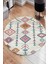 Kare Motifli Modern Yuvarlak Halı (Makinede Yıkanabilir) 2