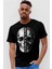 Yarım Kurukafa Siyah Kısa Kollu Erkek T-Shirt 1