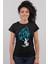 Mavi Saçlı Kahraman Siyah Kısa Kollu Kadın T-Shirt 1