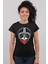 Kasklı Kedi Siyah Kısa Kollu Kadın T-Shirt 1