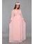Babyshower Dökümlü Pudra Hamile Elbisesi 2