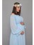 Moda Labio Babyshower Dökümlü Bebe Mavi Hamile Elbisesi 4